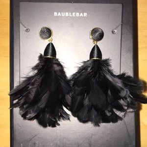 Black and Gold Feather Earrings